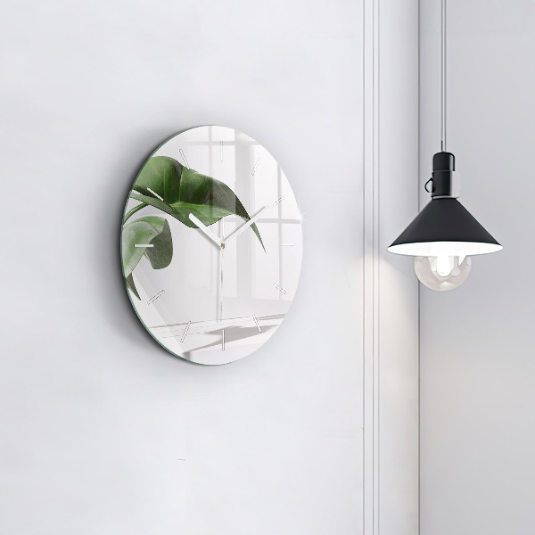 Orologio rotondo in vetro Foglie astratte