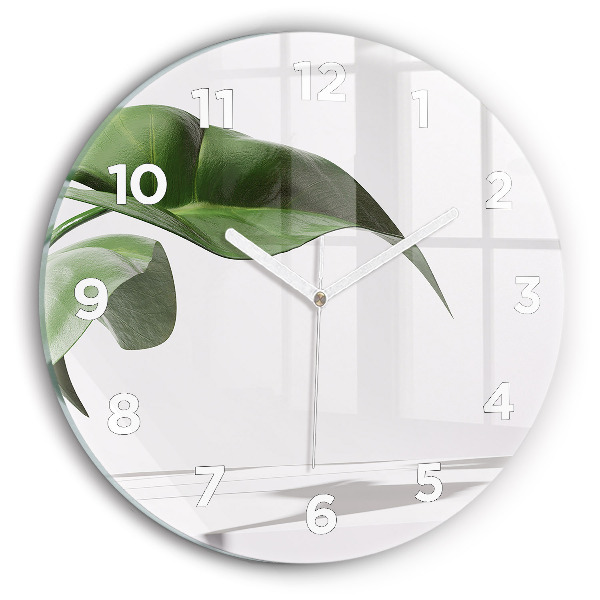 Orologio rotondo in vetro Foglie astratte