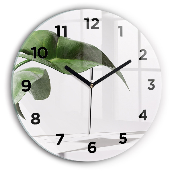 Orologio rotondo in vetro Foglie astratte