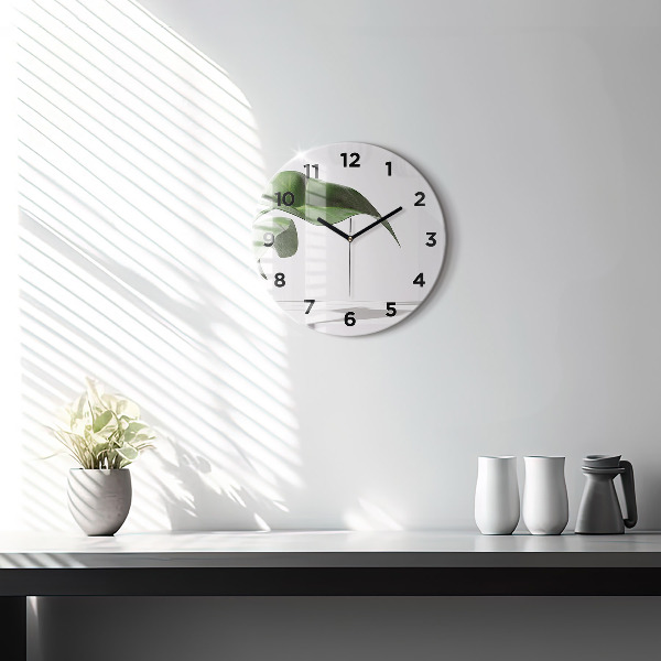Orologio rotondo in vetro Foglie astratte