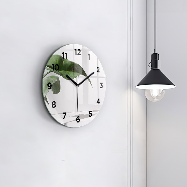 Orologio rotondo in vetro Foglie astratte