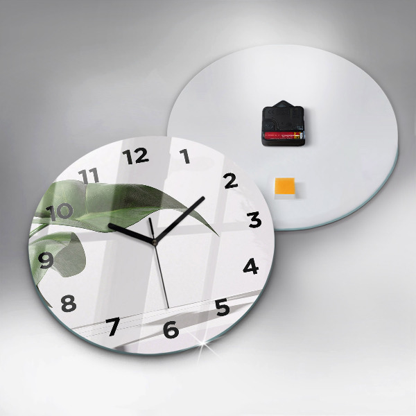 Orologio rotondo in vetro Foglie astratte