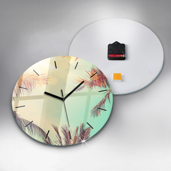 Orologio rotondo in vetro Palme tropicali