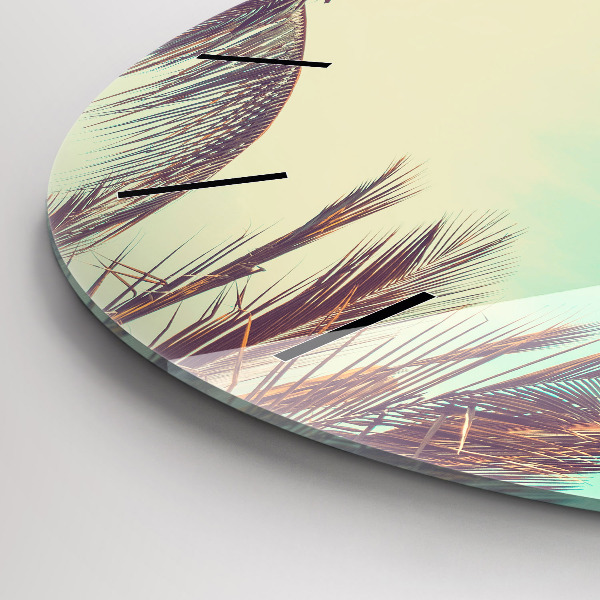 Orologio rotondo in vetro Palme tropicali