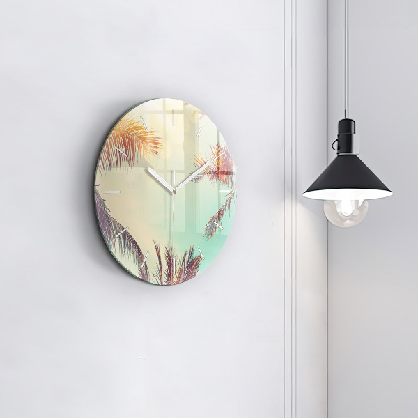 Orologio rotondo in vetro Palme tropicali