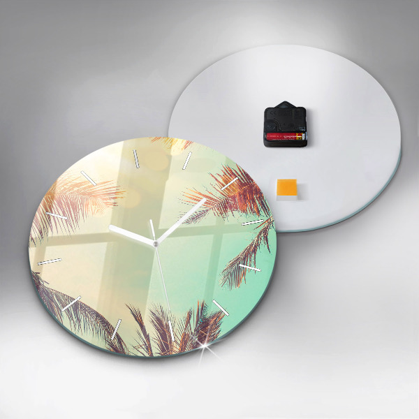 Orologio rotondo in vetro Palme tropicali