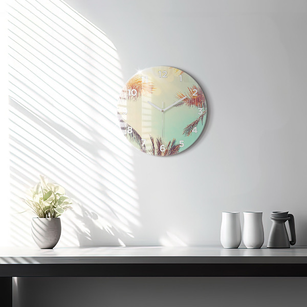 Orologio rotondo in vetro Palme tropicali