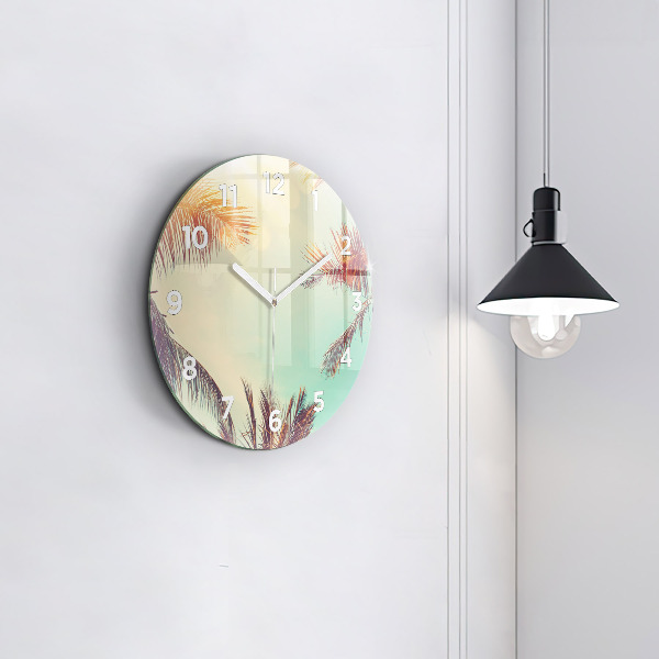 Orologio rotondo in vetro Palme tropicali
