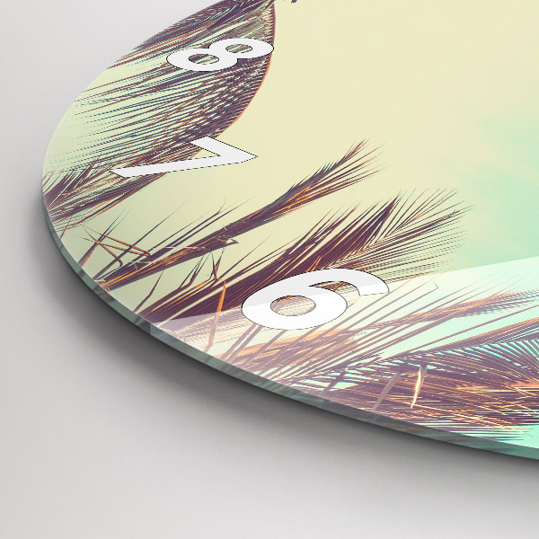 Orologio rotondo in vetro Palme tropicali