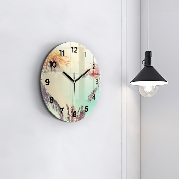 Orologio rotondo in vetro Palme tropicali