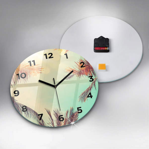 Orologio rotondo in vetro Palme tropicali