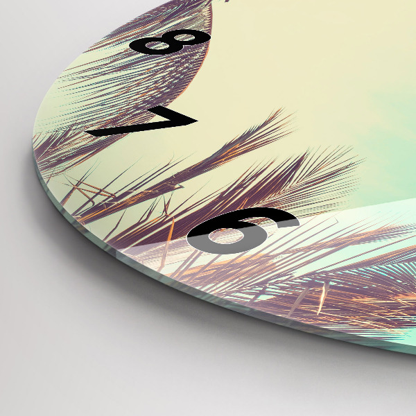 Orologio rotondo in vetro Palme tropicali