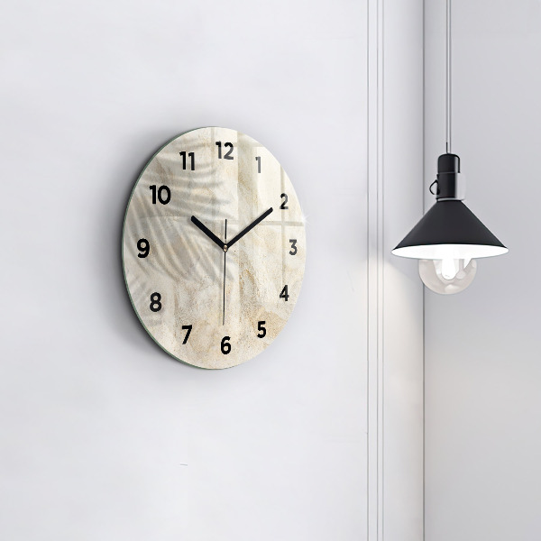 Orologio rotondo in vetro Sabbia ombra palma
