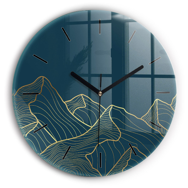 Orologio rotondo in vetro Schizzo delle montagne