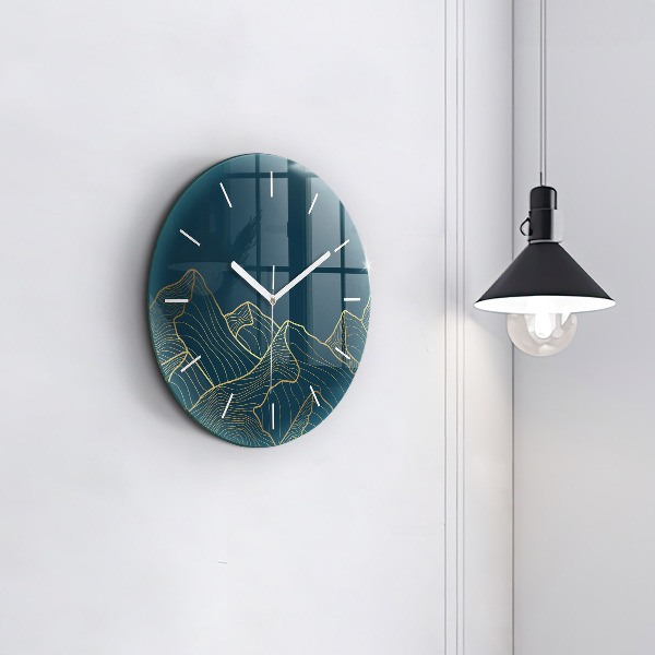 Orologio rotondo in vetro Schizzo delle montagne