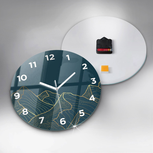 Orologio rotondo in vetro Schizzo delle montagne