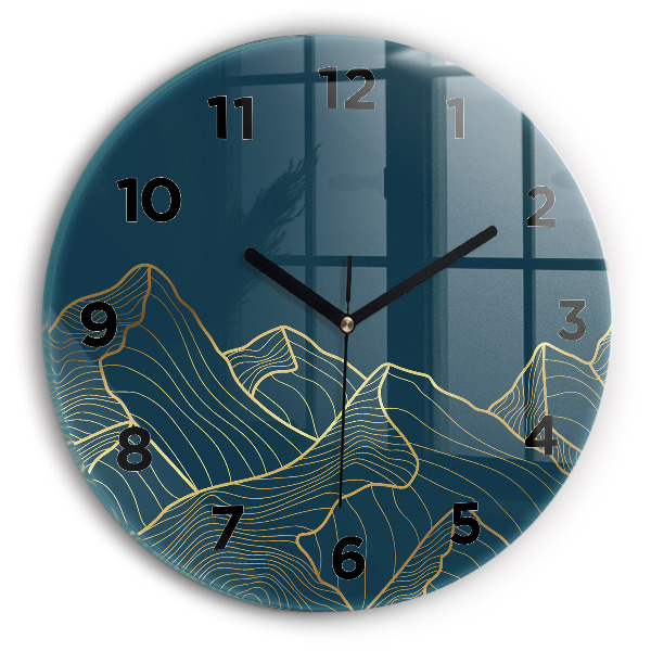 Orologio rotondo in vetro Schizzo delle montagne
