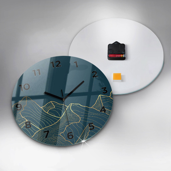 Orologio rotondo in vetro Schizzo delle montagne