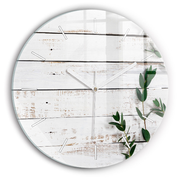 Orologio rotondo in vetro Tavole di legno chiaro