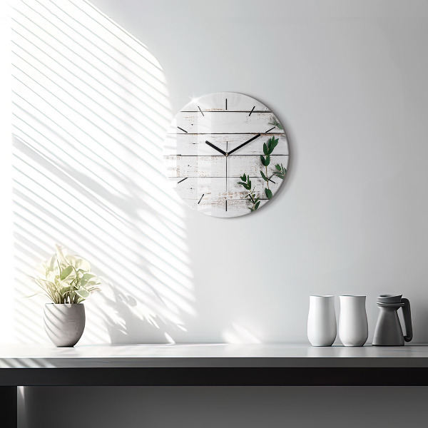 Orologio rotondo in vetro Tavole di legno chiaro