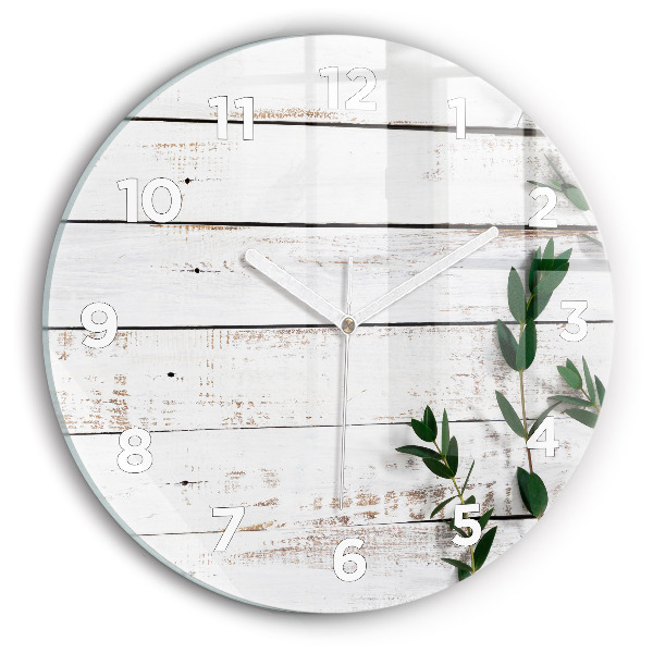 Orologio rotondo in vetro Tavole di legno chiaro