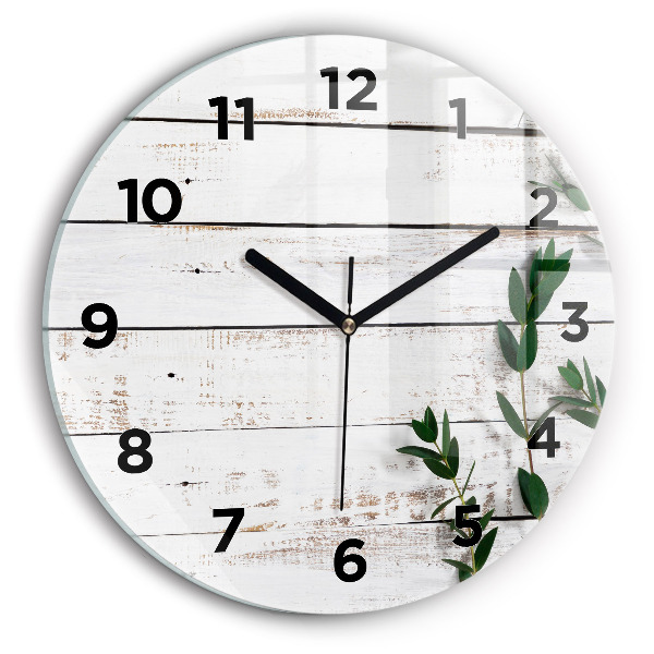 Orologio rotondo in vetro Tavole di legno chiaro
