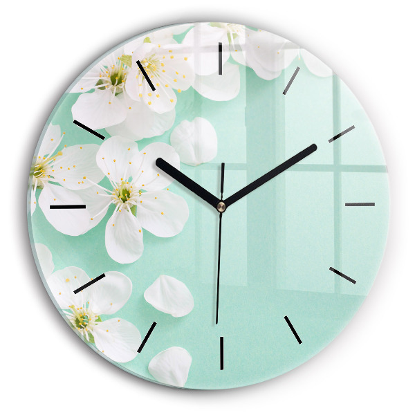Orologio rotondo in vetro Fiori di melo in fiore