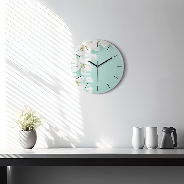 Orologio rotondo in vetro Fiori di melo in fiore