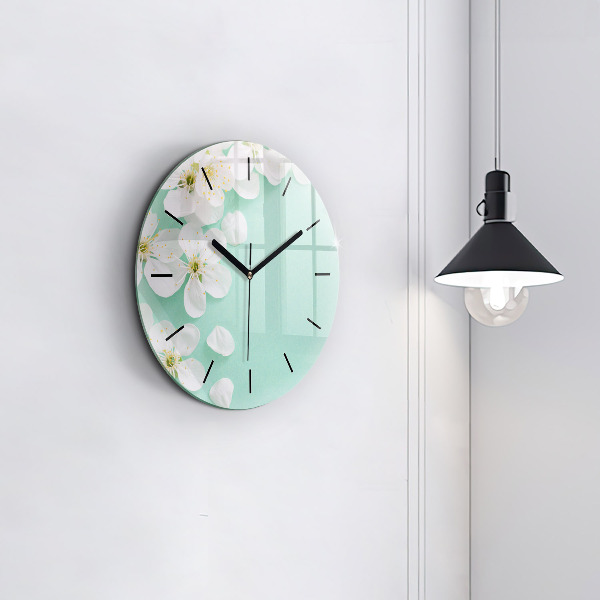 Orologio rotondo in vetro Fiori di melo in fiore