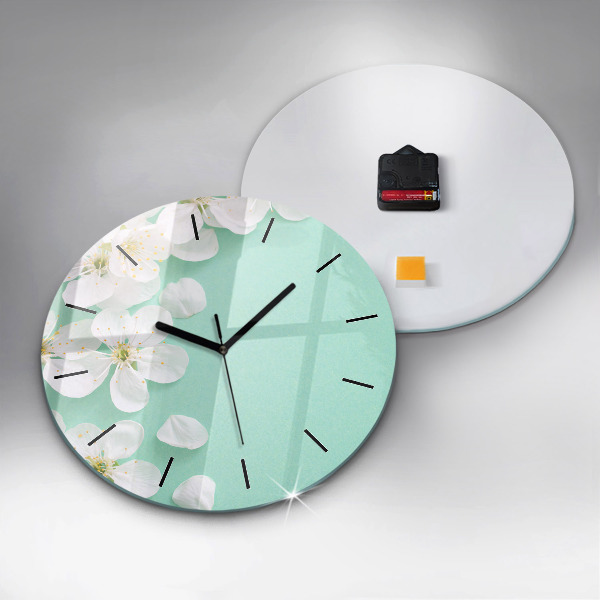 Orologio rotondo in vetro Fiori di melo in fiore