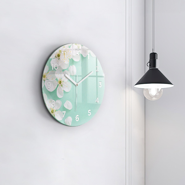 Orologio rotondo in vetro Fiori di melo in fiore