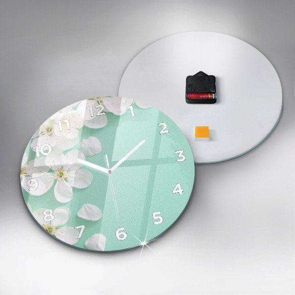 Orologio rotondo in vetro Fiori di melo in fiore