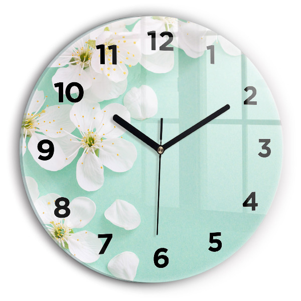 Orologio rotondo in vetro Fiori di melo in fiore