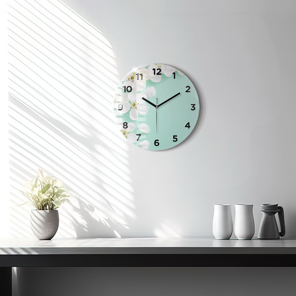 Orologio rotondo in vetro Fiori di melo in fiore