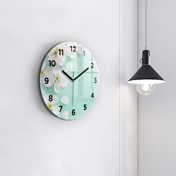 Orologio rotondo in vetro Fiori di melo in fiore