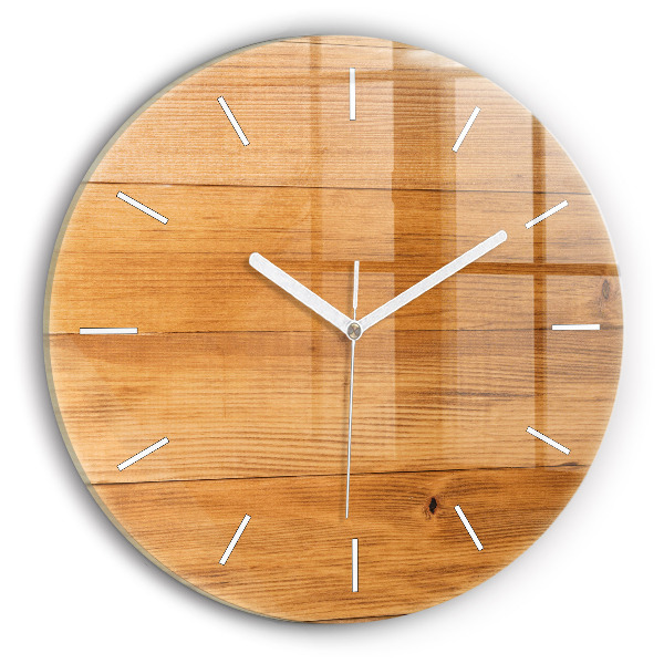 Orologio rotondo in vetro Tavole di legno