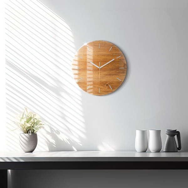 Orologio rotondo in vetro Tavole di legno