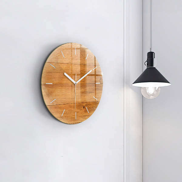 Orologio rotondo in vetro Tavole di legno