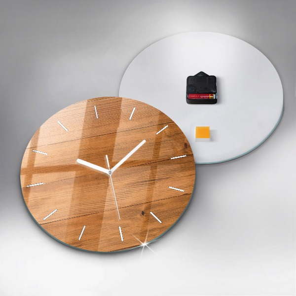 Orologio rotondo in vetro Tavole di legno