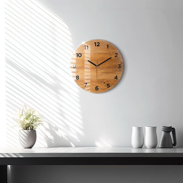 Orologio rotondo in vetro Tavole di legno