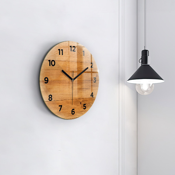 Orologio rotondo in vetro Tavole di legno