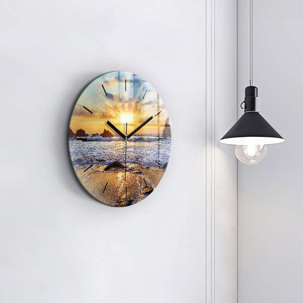 Orologio rotondo Tramonto sulla spiaggia