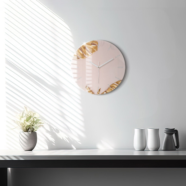 Orologio rotondo Foglie tropicali dorate