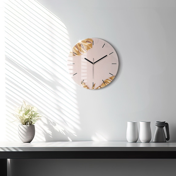 Orologio rotondo Foglie tropicali dorate
