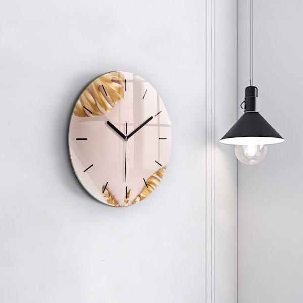 Orologio rotondo Foglie tropicali dorate