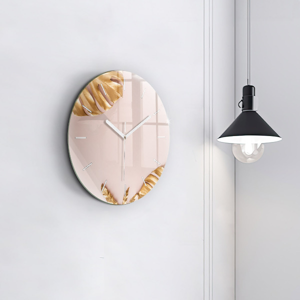 Orologio rotondo Foglie tropicali dorate