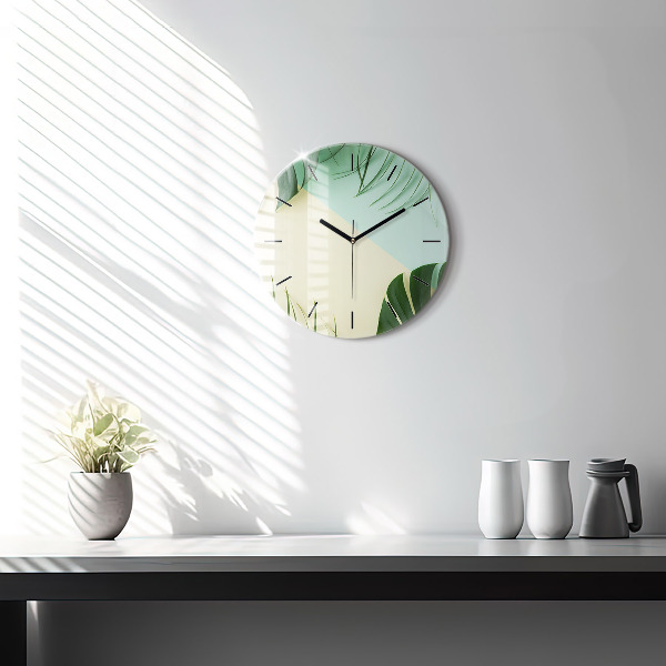 Orologio rotondo Foglie di Monstera