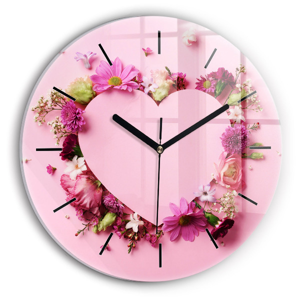 Orologio rotondo Cuore di fiori