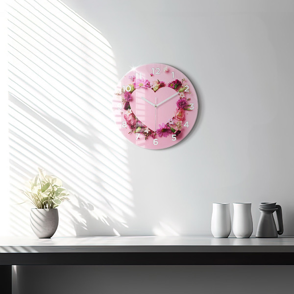 Orologio rotondo Cuore di fiori
