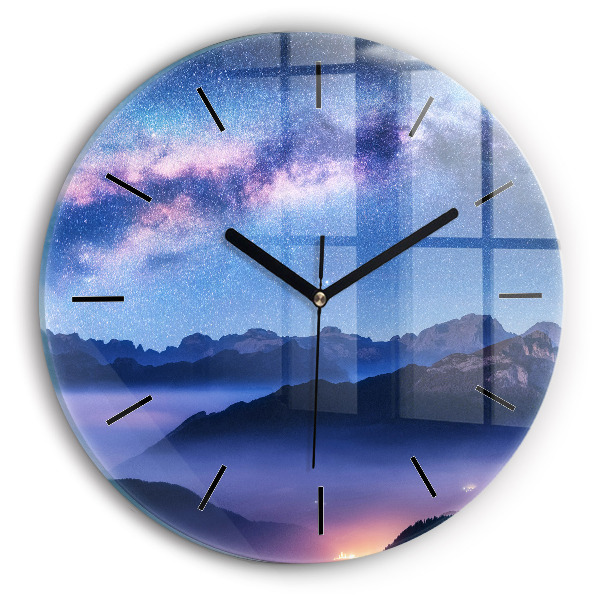Orologio rotondo Via Lattea e Montagne